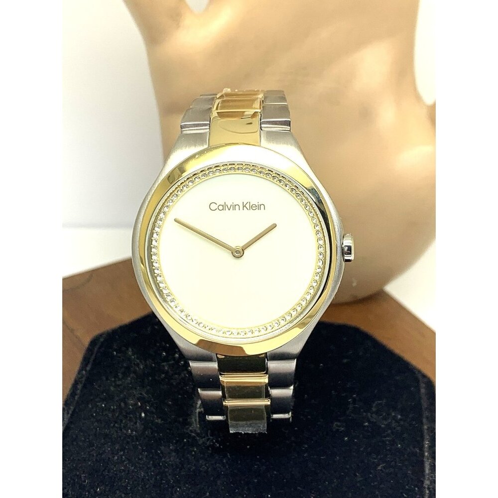 Calvin Klein Womens Watch 25200366 Quartz Cream Dial 2-Tone Stainless Steel 36mm